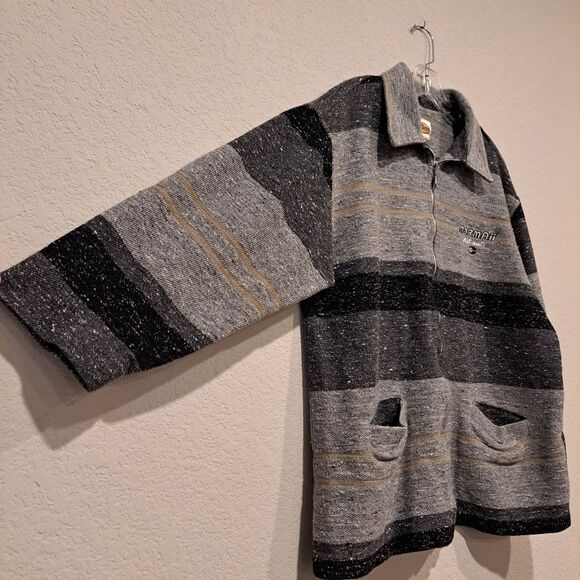 Mormaii Wetsuits vintage full zip shirt jacket shacket coat gray stripe unisex L - Picture 5 of 10